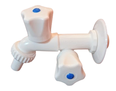 CANILLA LAVARROPA PVC DOBLE "MEDIO GIRO"