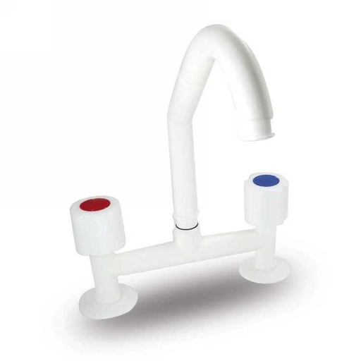 [128] GRIFERIA PVC MESADA CURVO ALTO MOV.MEDIO GIRO