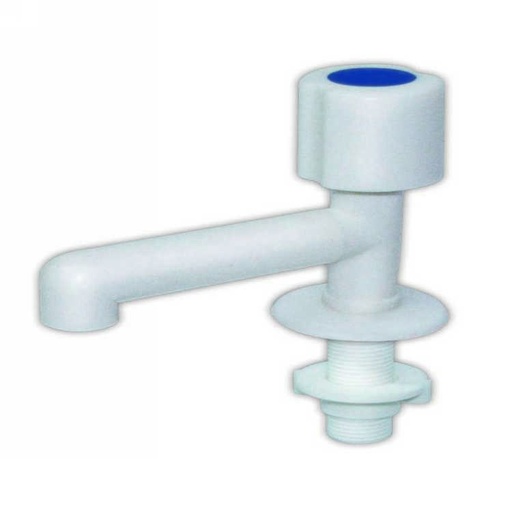 [132] GRIFO PVC LAV. PICO RECTO FIJO "MEDIO GIRO"